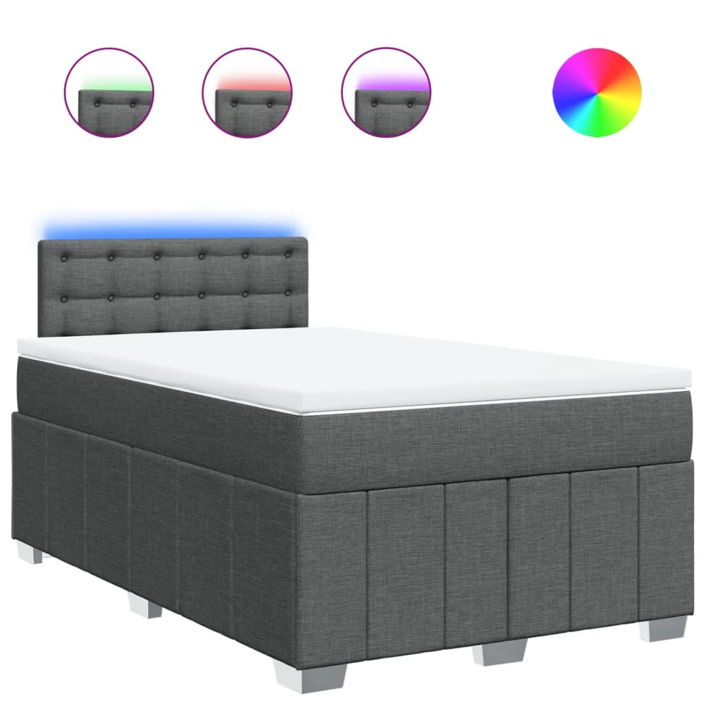 Krevet box spring s madracem tamnosivi 120 x 190 cm tkanina