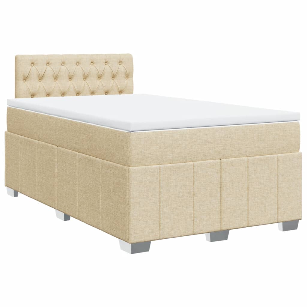 Krevet s oprugama i madracem krem 120 x 200 cm od tkanine