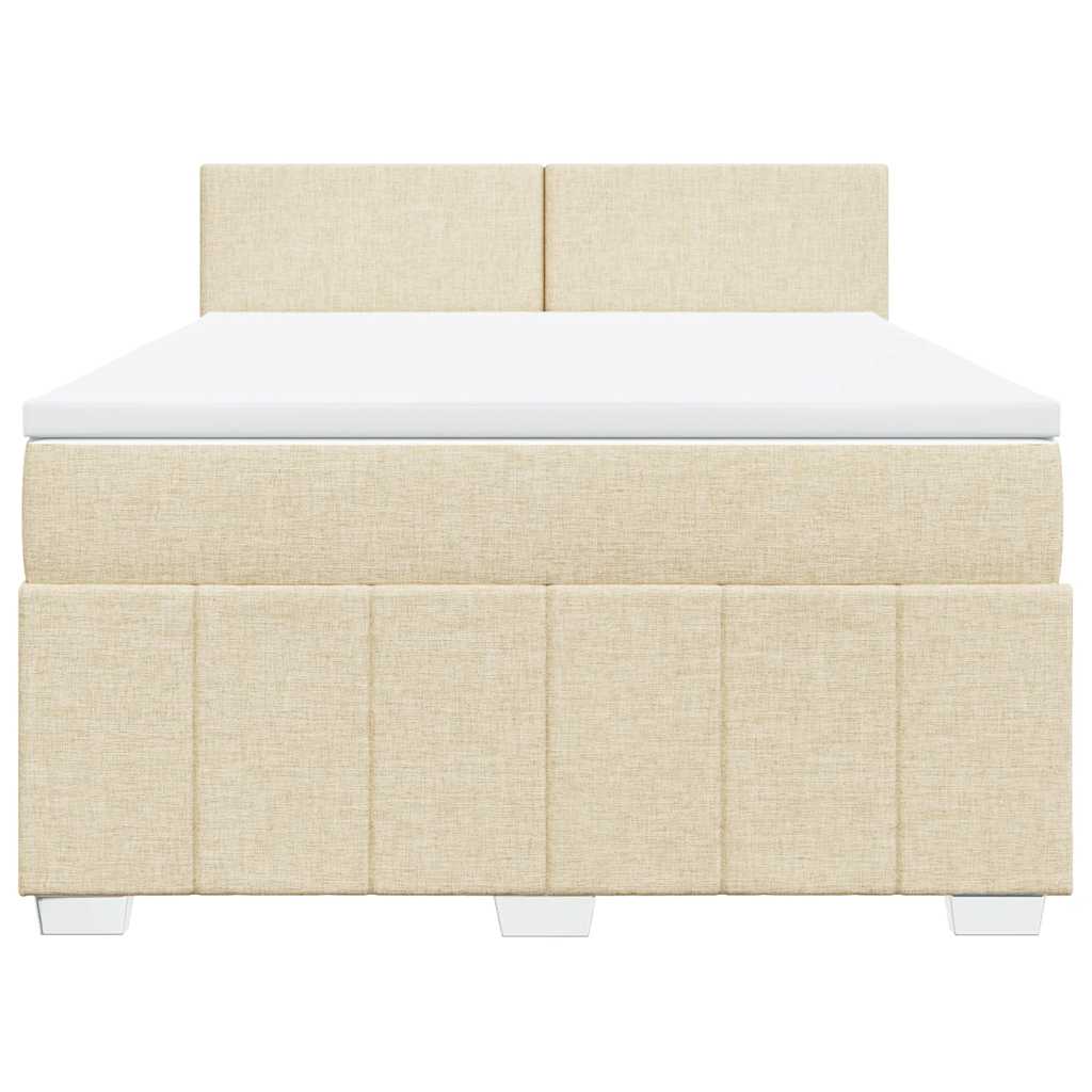 Krevet s oprugama i madracem krem 140 x 190 cm od tkanine