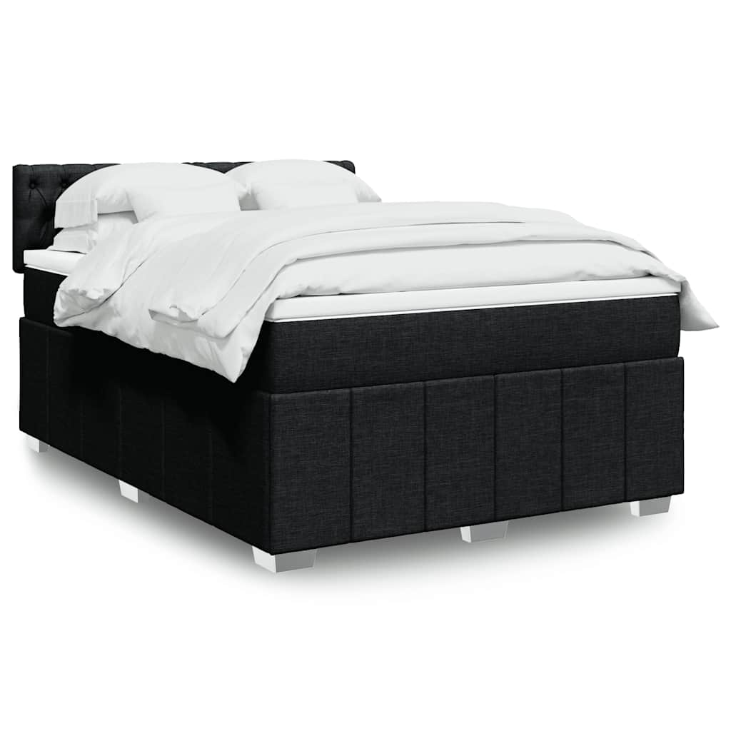 Krevet s oprugama i madracem crni 140 x 190 cm od tkanine