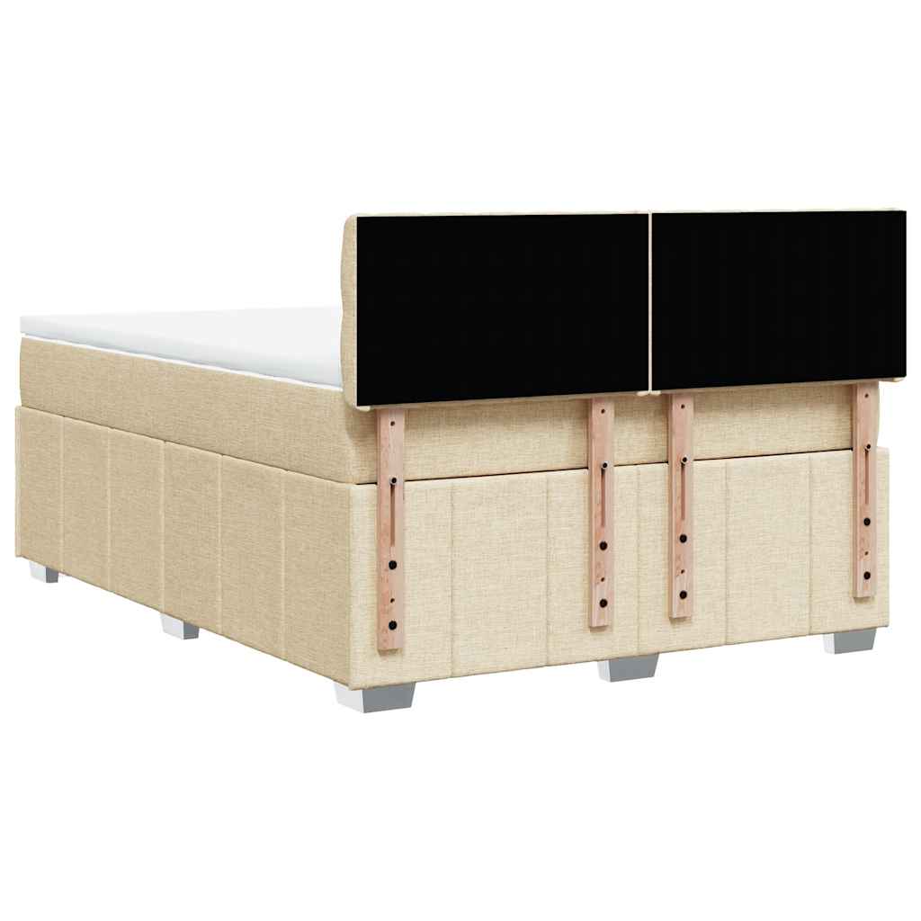 Krevet s oprugama i madracem krem 140 x 190 cm od tkanine