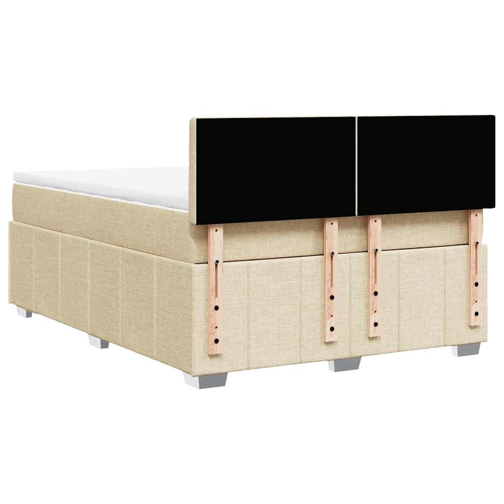 Krevet s oprugama i madracem krem 140 x 190 cm od tkanine