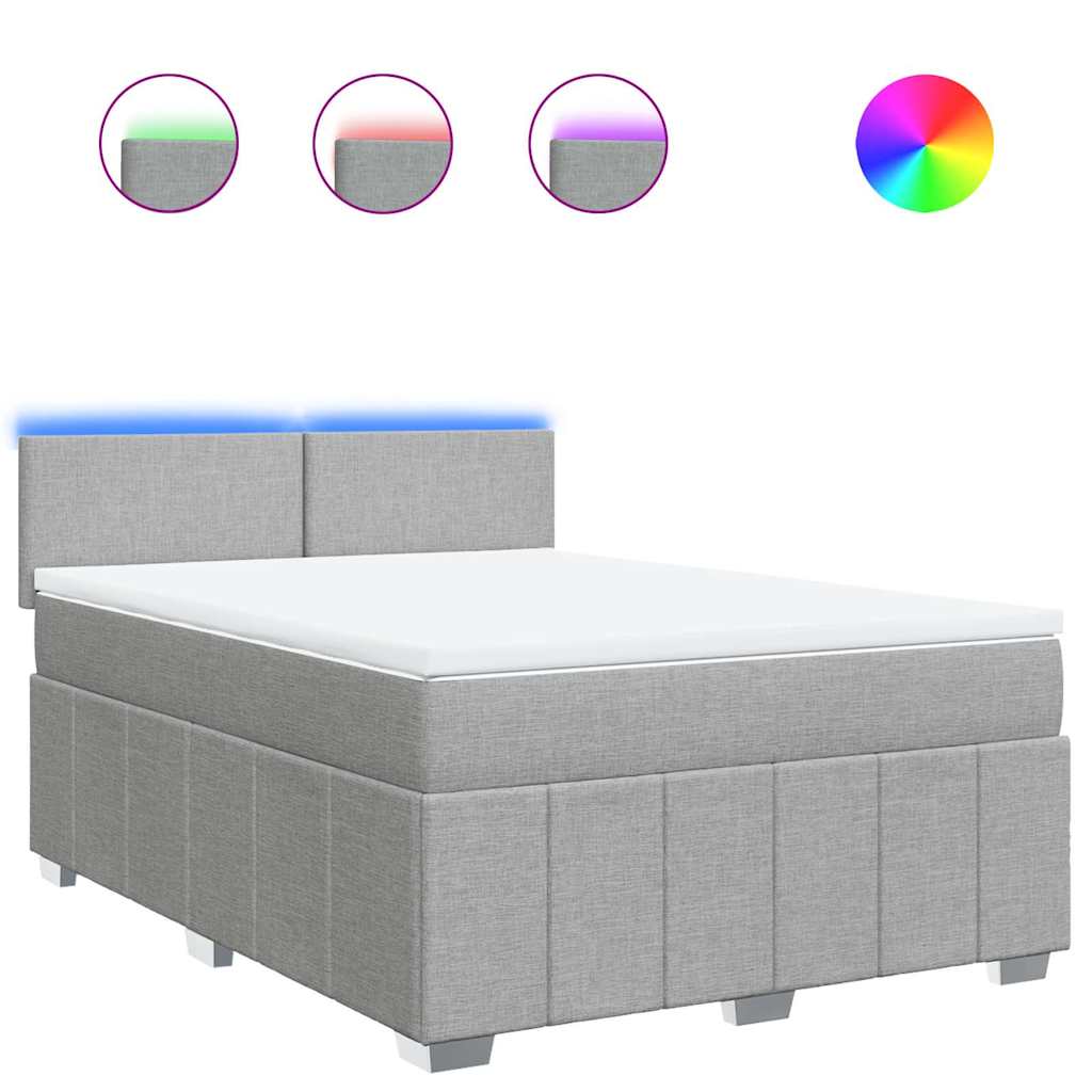 Krevet box spring s madracem svjetlosivi 140x200 cm od tkanine