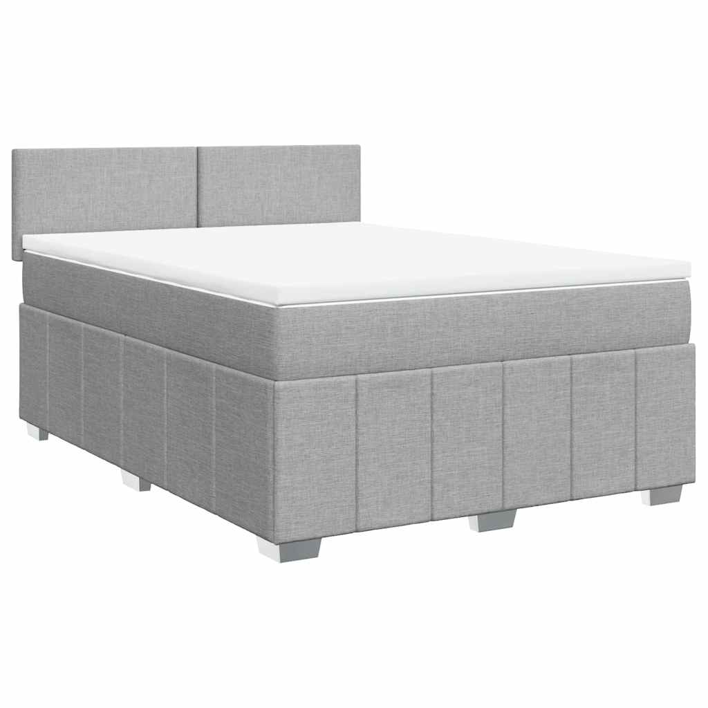 Krevet box spring s madracem svjetlosivi 140x200 cm od tkanine