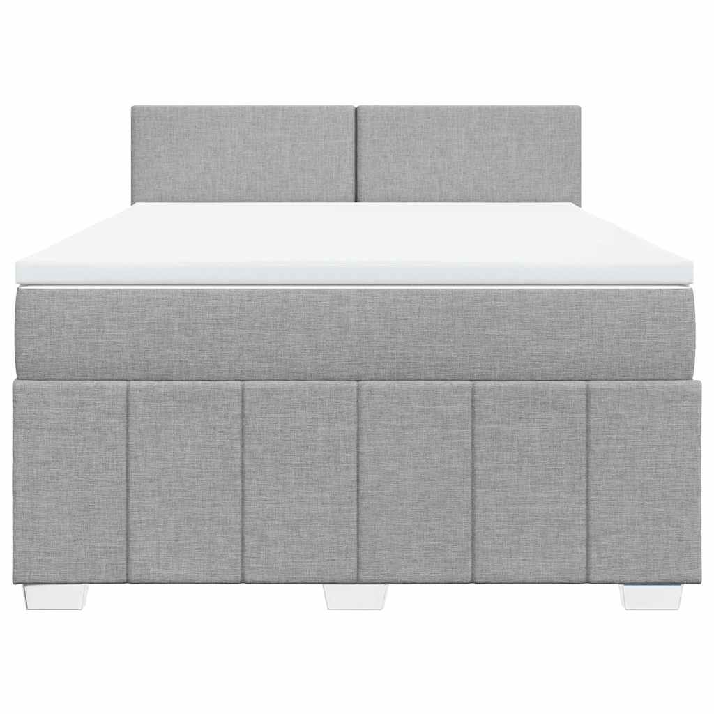 Krevet box spring s madracem svjetlosivi 140x200 cm od tkanine