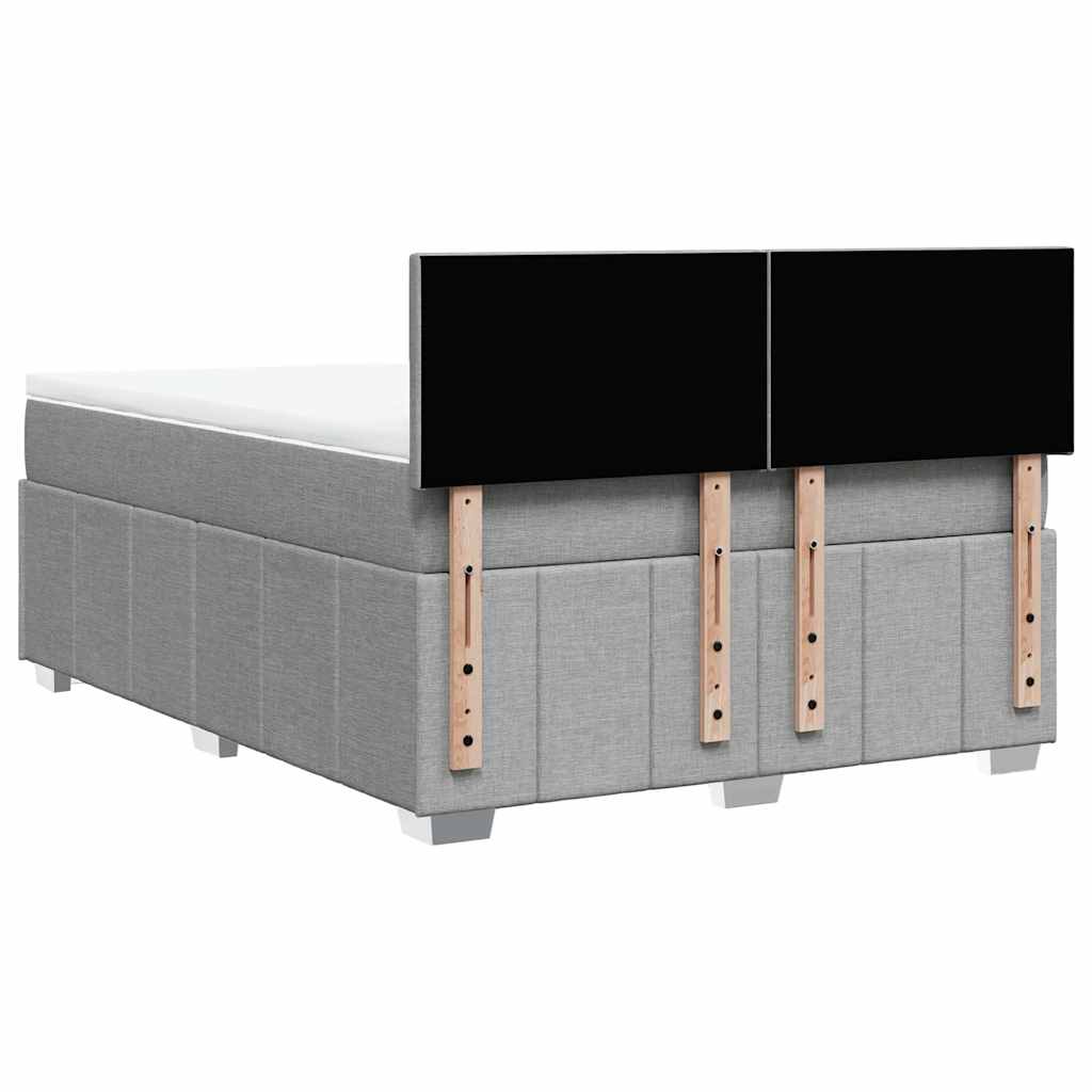 Krevet box spring s madracem svjetlosivi 140x200 cm od tkanine