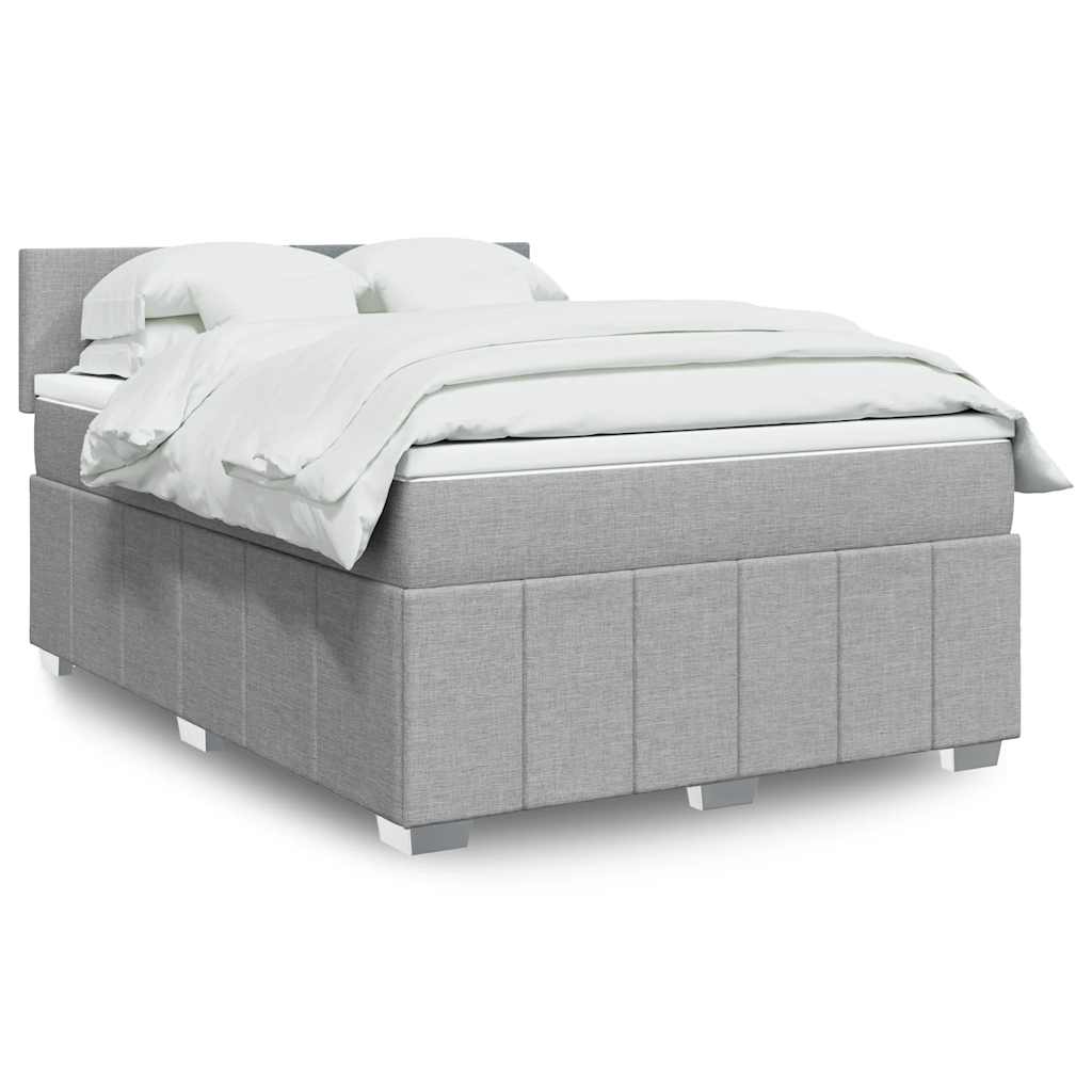 Krevet box spring s madracem svjetlosivi 140x200 cm od tkanine