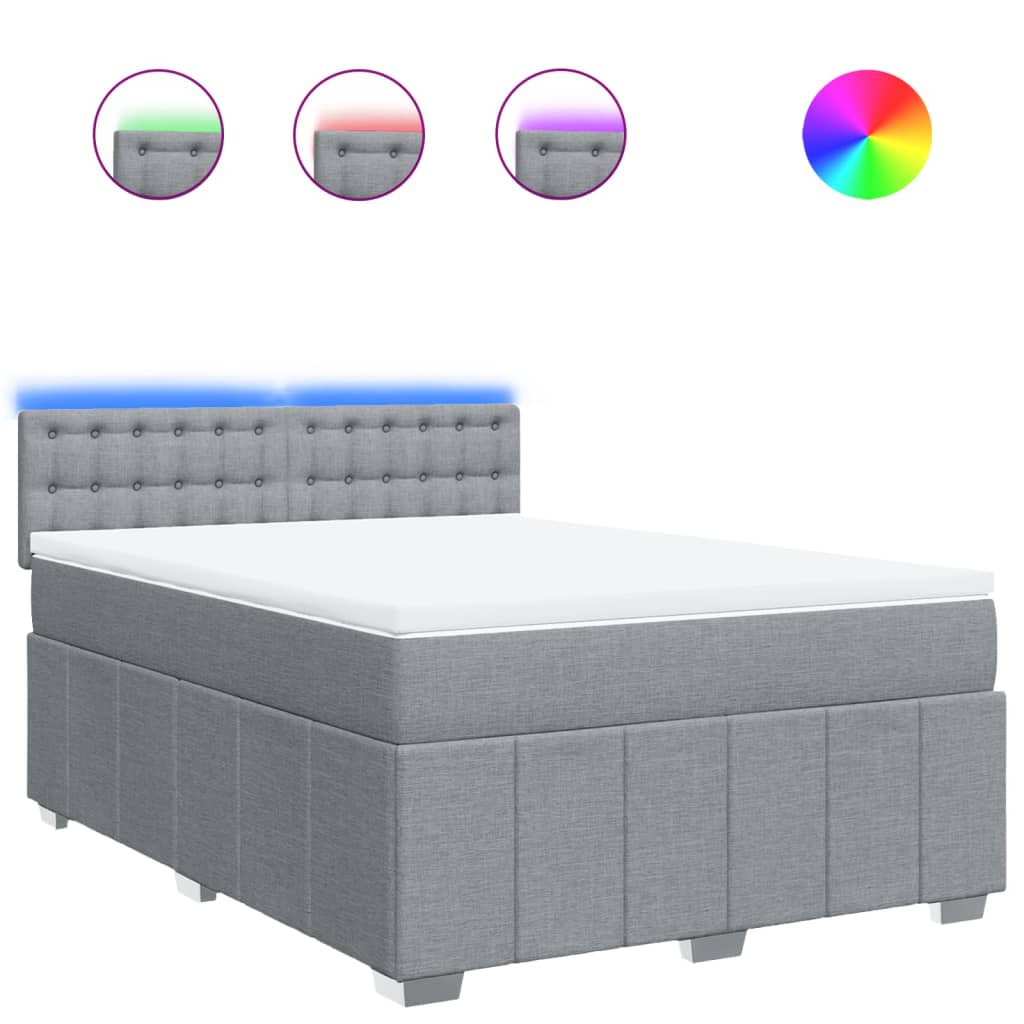 Krevet box spring s madracem svjetlosivi 140x200 cm od tkanine
