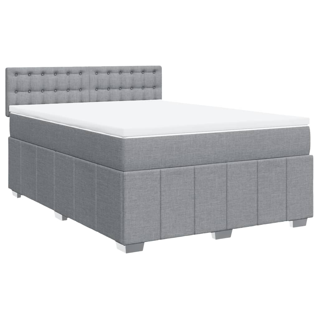 Krevet box spring s madracem svjetlosivi 140x200 cm od tkanine