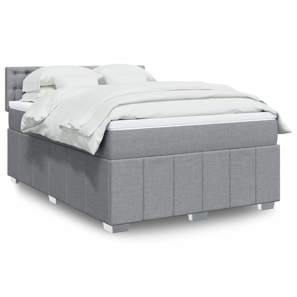 Krevet box spring s madracem svjetlosivi 140x200 cm od tkanine