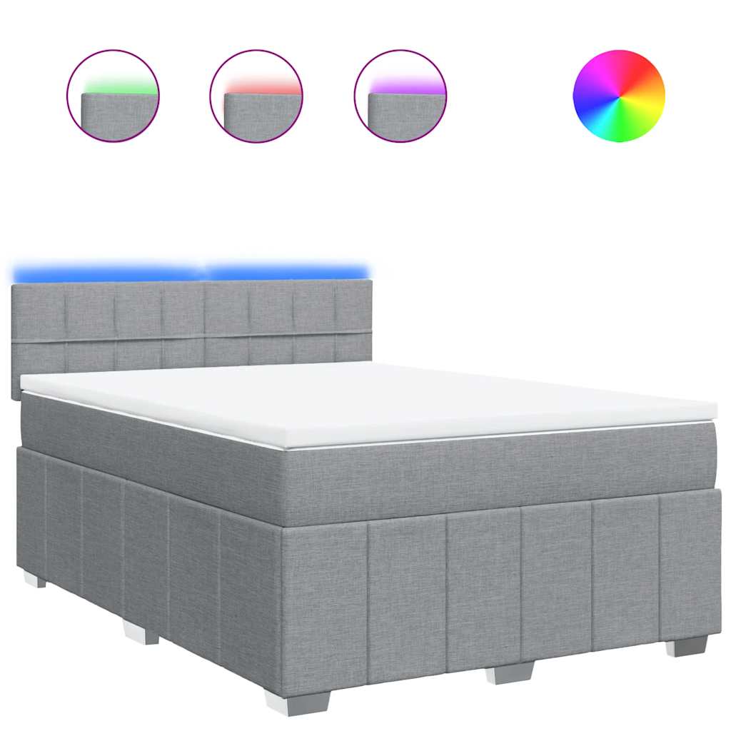 Krevet box spring s madracem svjetlosiva 160x200 cm tkanina