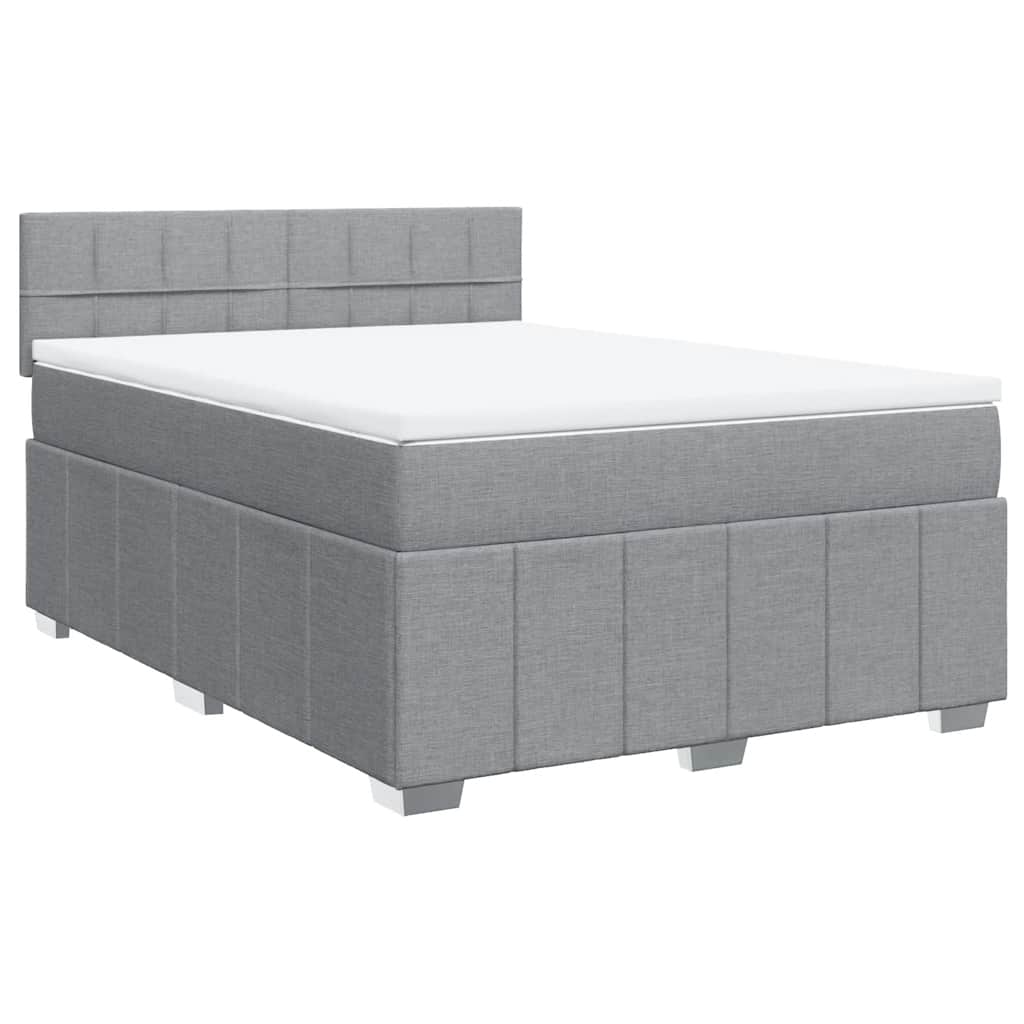 Krevet box spring s madracem svjetlosiva 160x200 cm tkanina