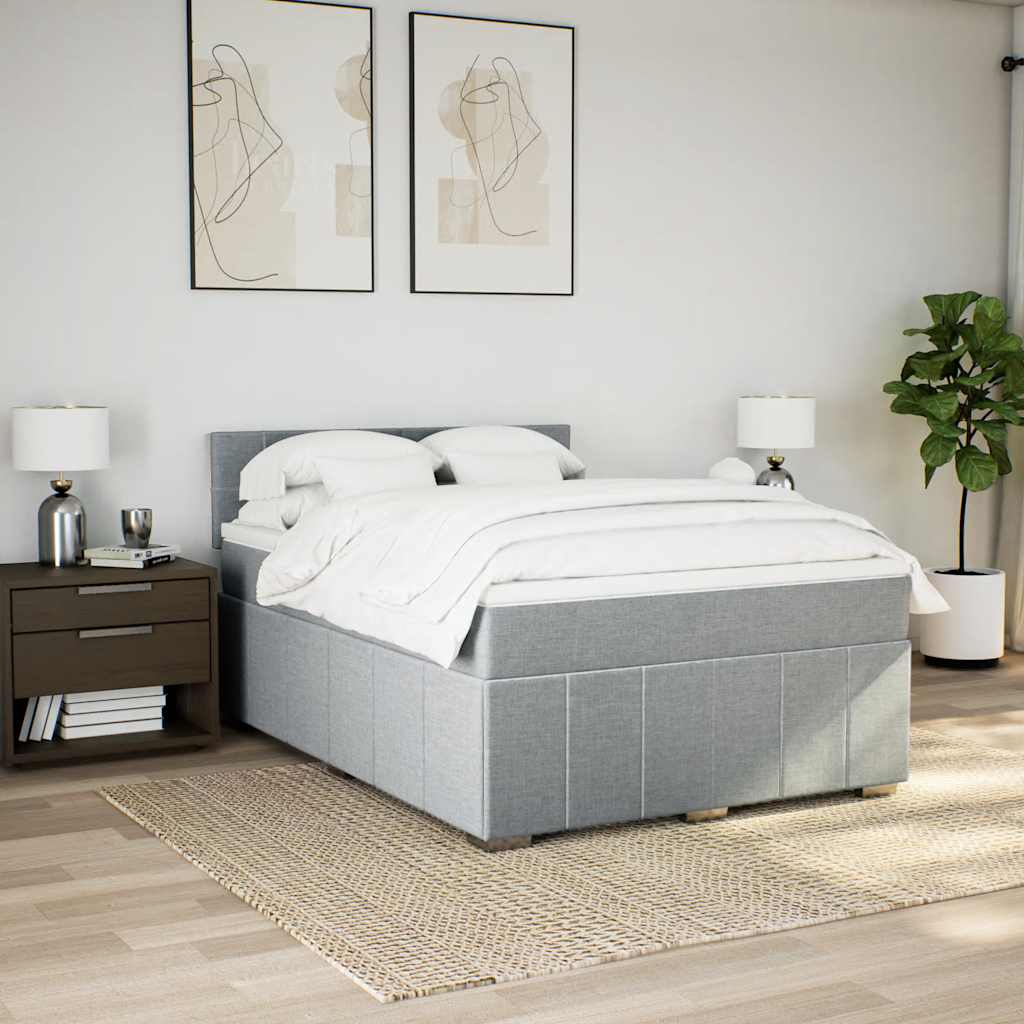 Krevet box spring s madracem svjetlosiva 160x200 cm tkanina