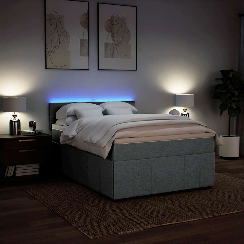 Krevet box spring s madracem svjetlosiva 160x200 cm tkanina