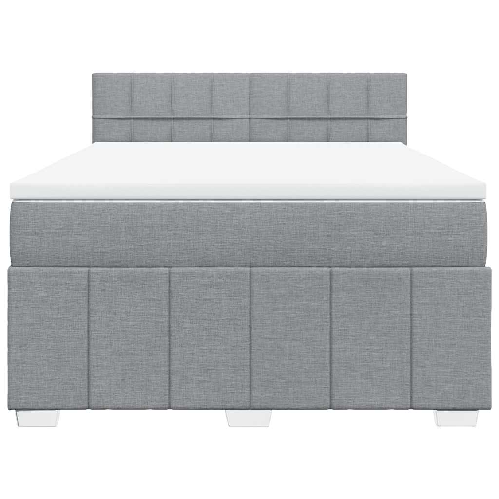 Krevet box spring s madracem svjetlosiva 160x200 cm tkanina
