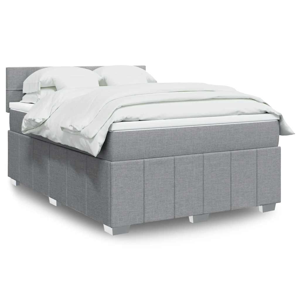 Krevet box spring s madracem svjetlosiva 160x200 cm tkanina