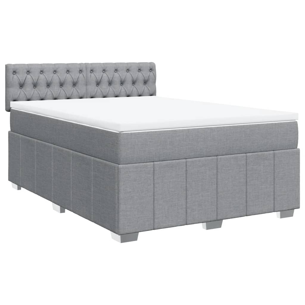Krevet box spring s madracem svjetlosiva 160x200 cm tkanina