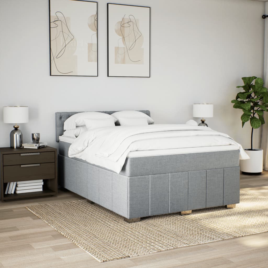 Krevet box spring s madracem svjetlosiva 160x200 cm tkanina