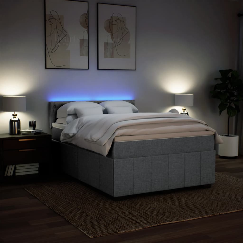 Krevet box spring s madracem svjetlosiva 160x200 cm tkanina