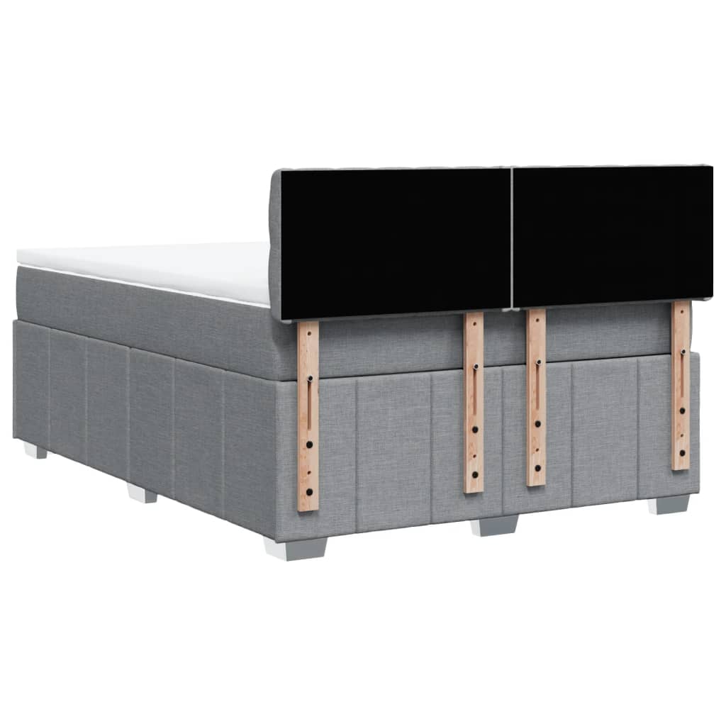 Krevet box spring s madracem svjetlosiva 160x200 cm tkanina