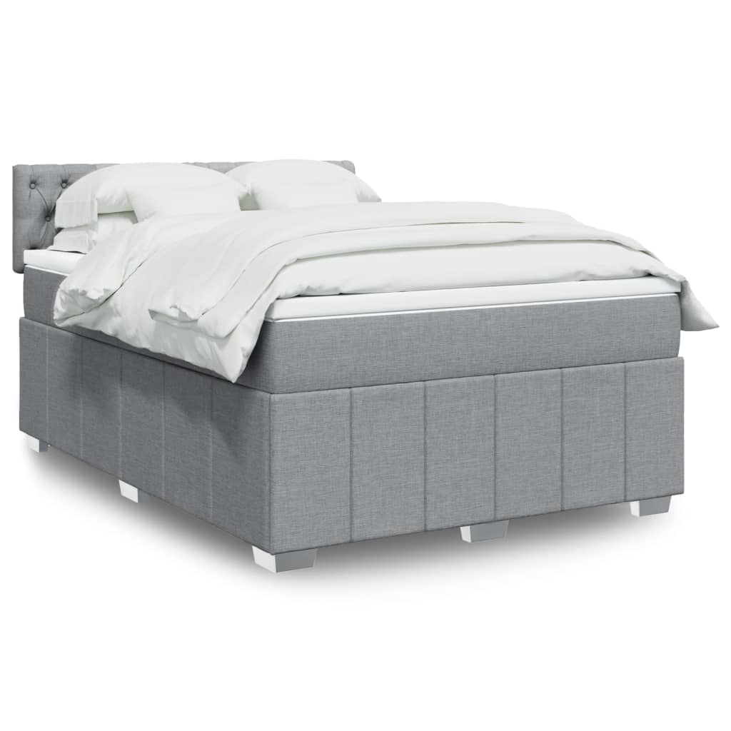 Krevet box spring s madracem svjetlosiva 160x200 cm tkanina