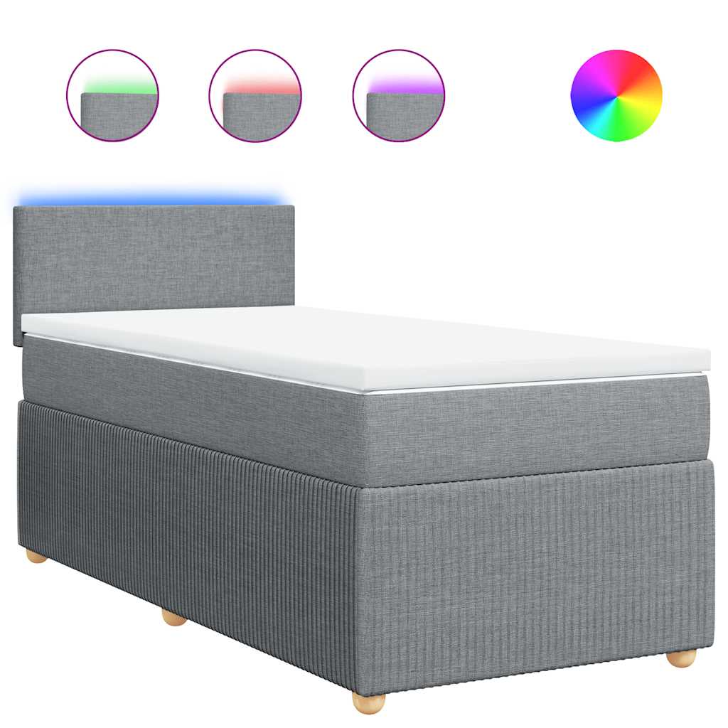 Box spring krevet s madracem svjetlosivi 90x190 cm od tkanine