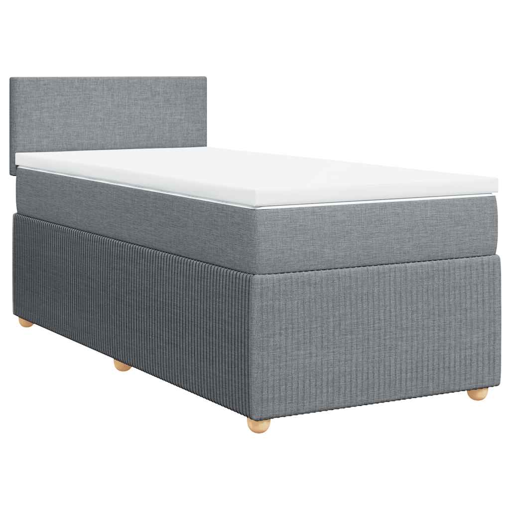 Box spring krevet s madracem svjetlosivi 90x190 cm od tkanine
