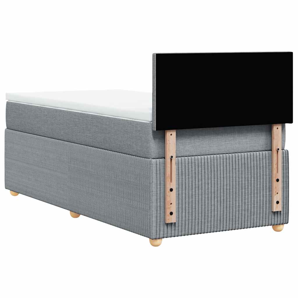 Box spring krevet s madracem svjetlosivi 90x190 cm od tkanine