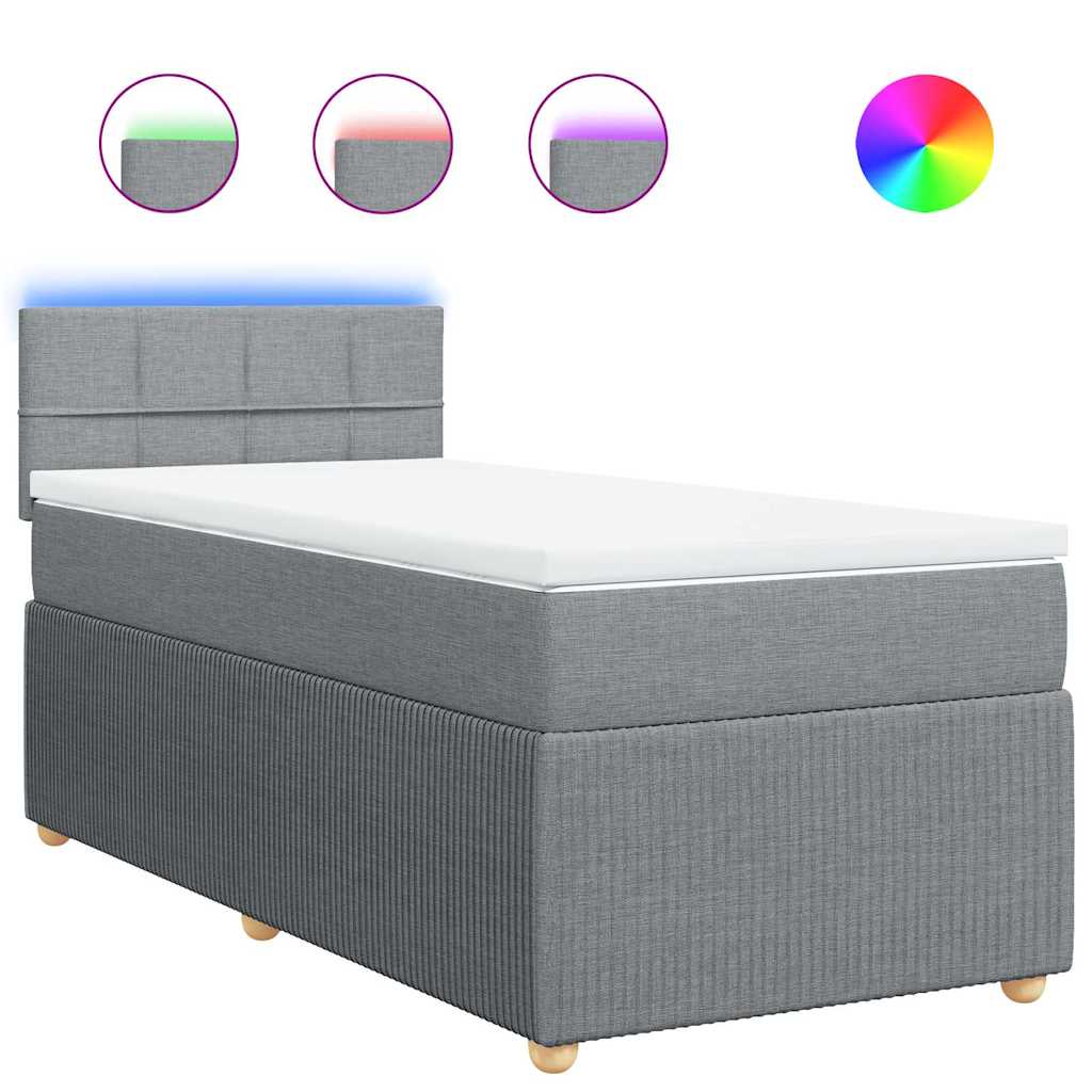 Box spring krevet s madracem svjetlosivi 90x190 cm od tkanine