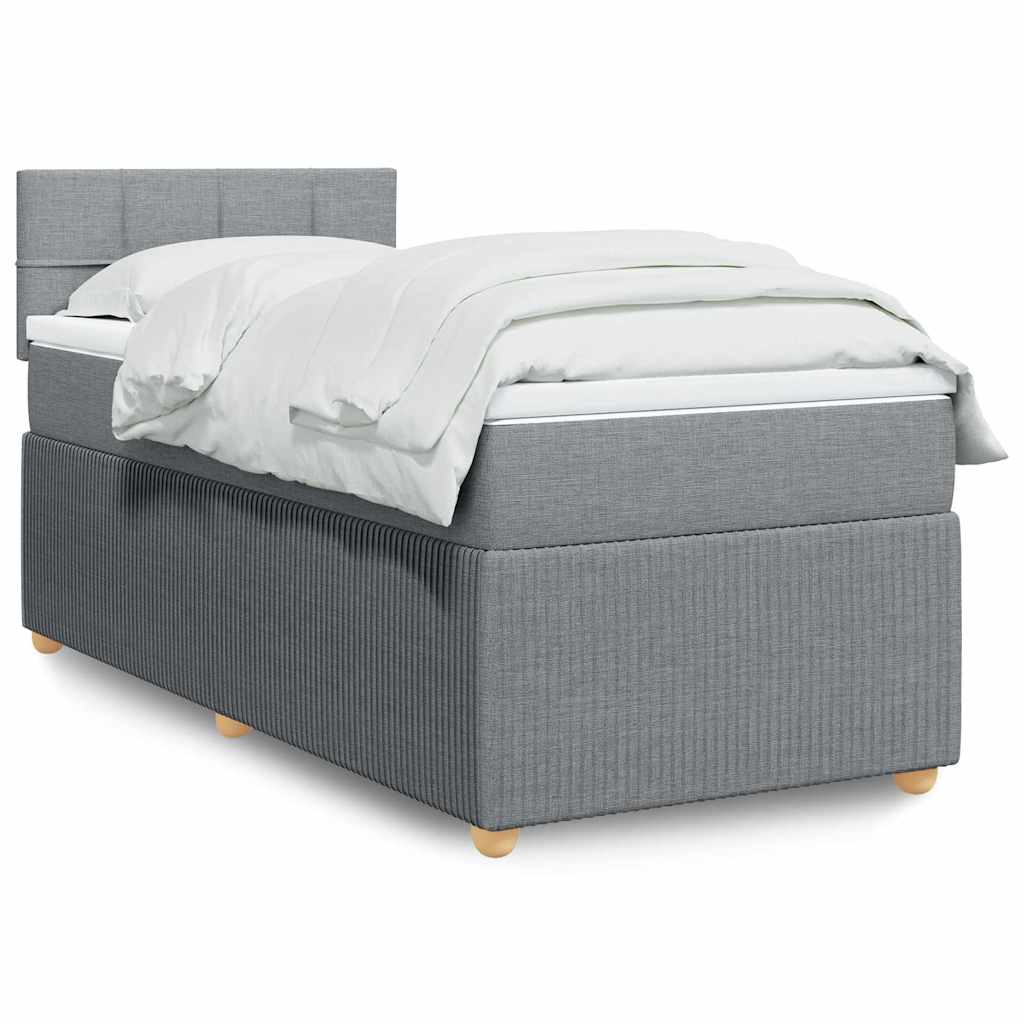 Box spring krevet s madracem svjetlosivi 90x190 cm od tkanine