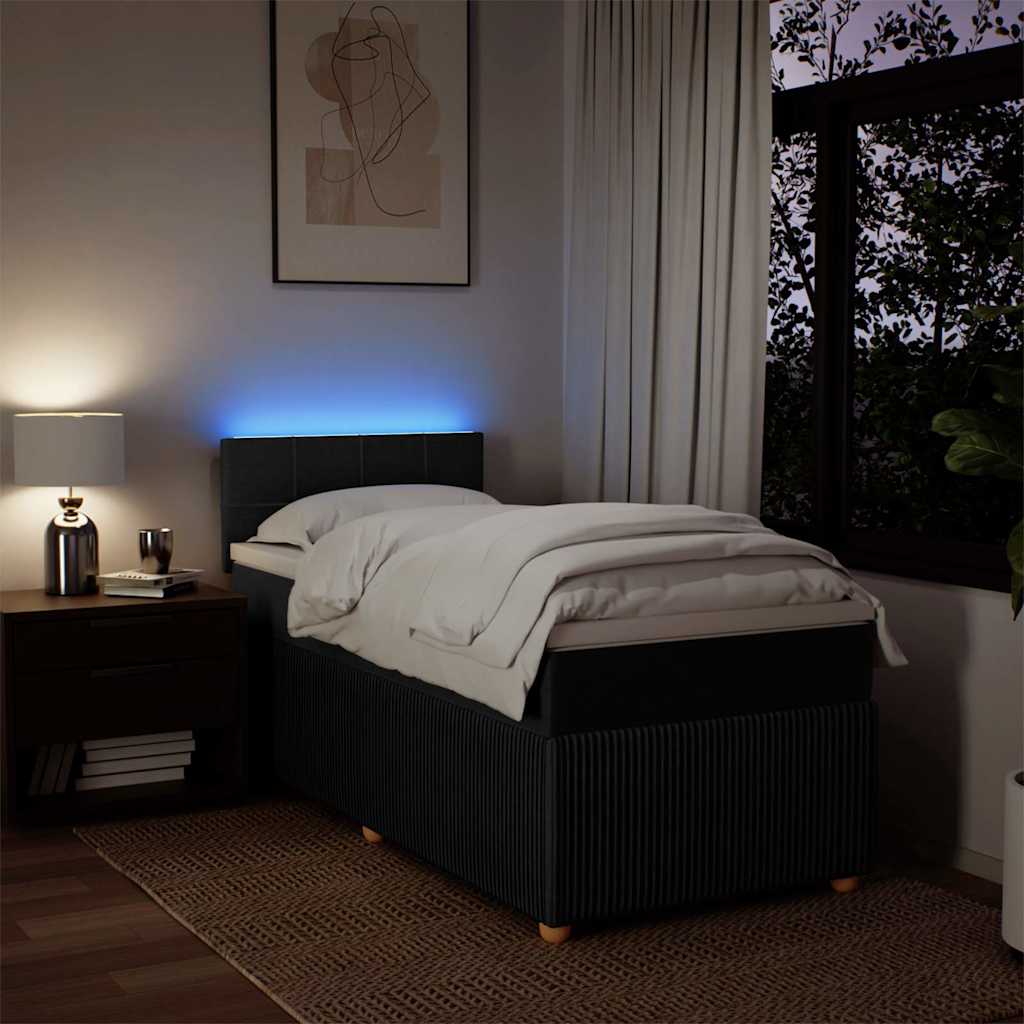Box spring krevet s madracem crni 90x190 cm od tkanine