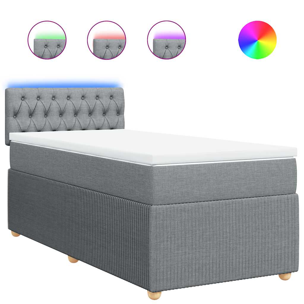 Box spring krevet s madracem svjetlosivi 90x190 cm od tkanine