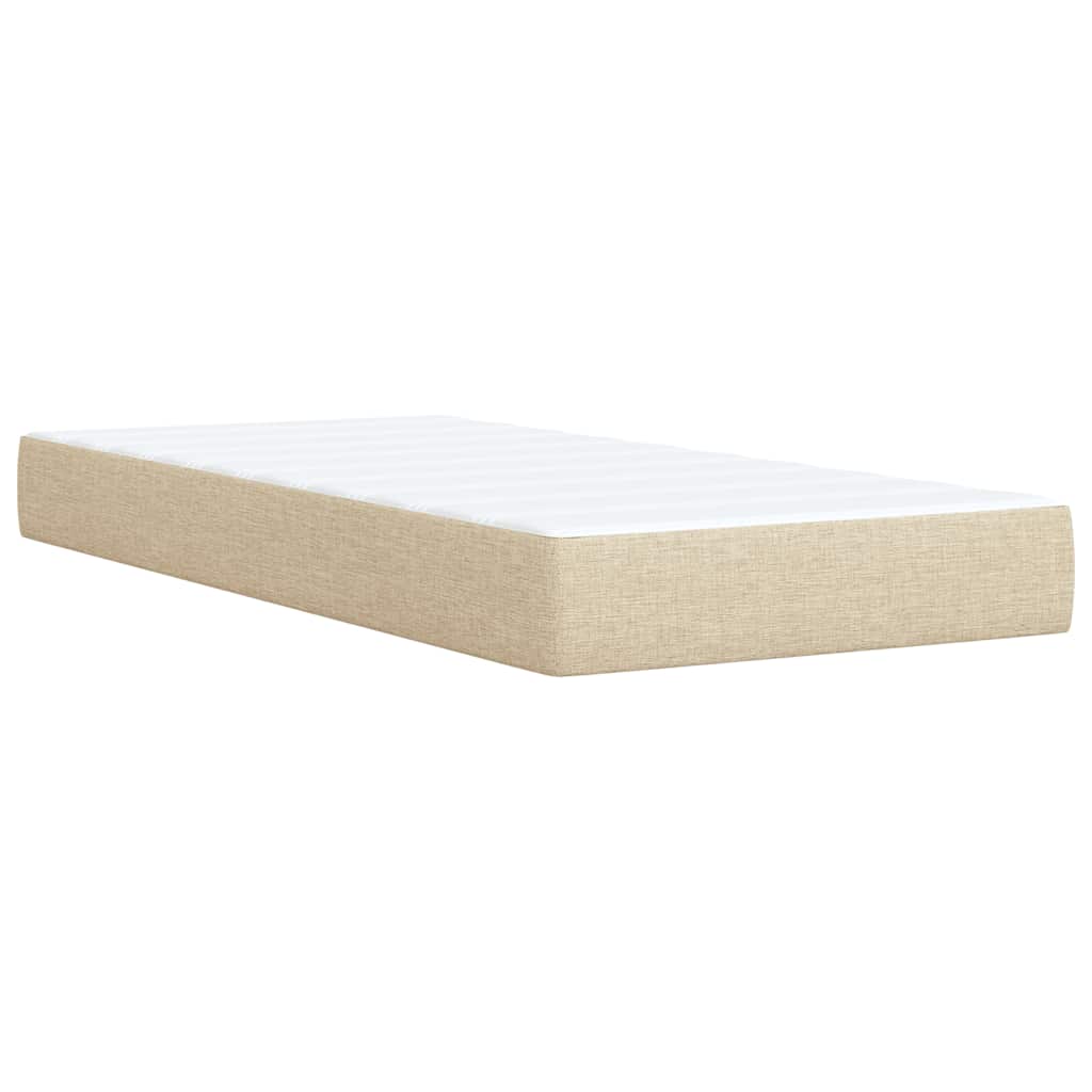 Krevet s oprugama i madracem krem 100 x 200 cm od tkanine