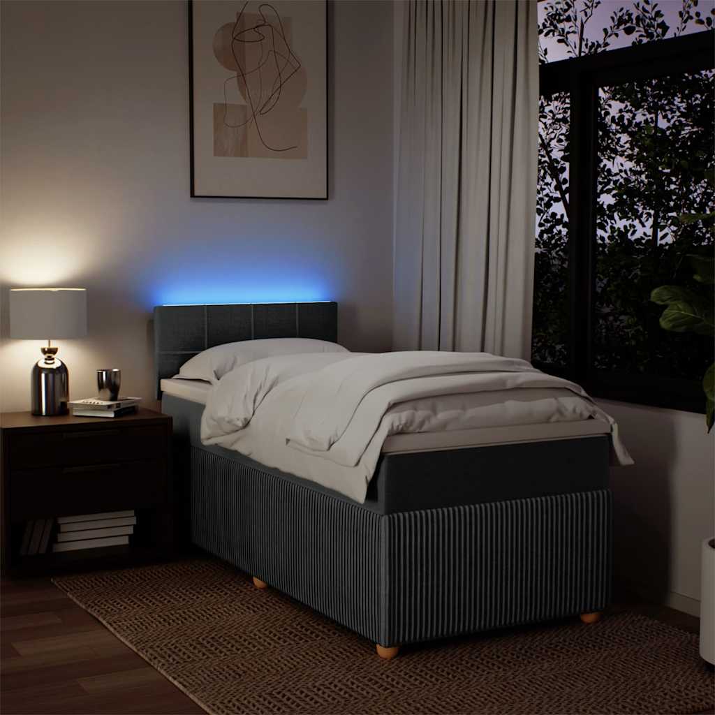 Krevet s oprugama i madracem tamnosivi 100 x 200 cm od tkanine