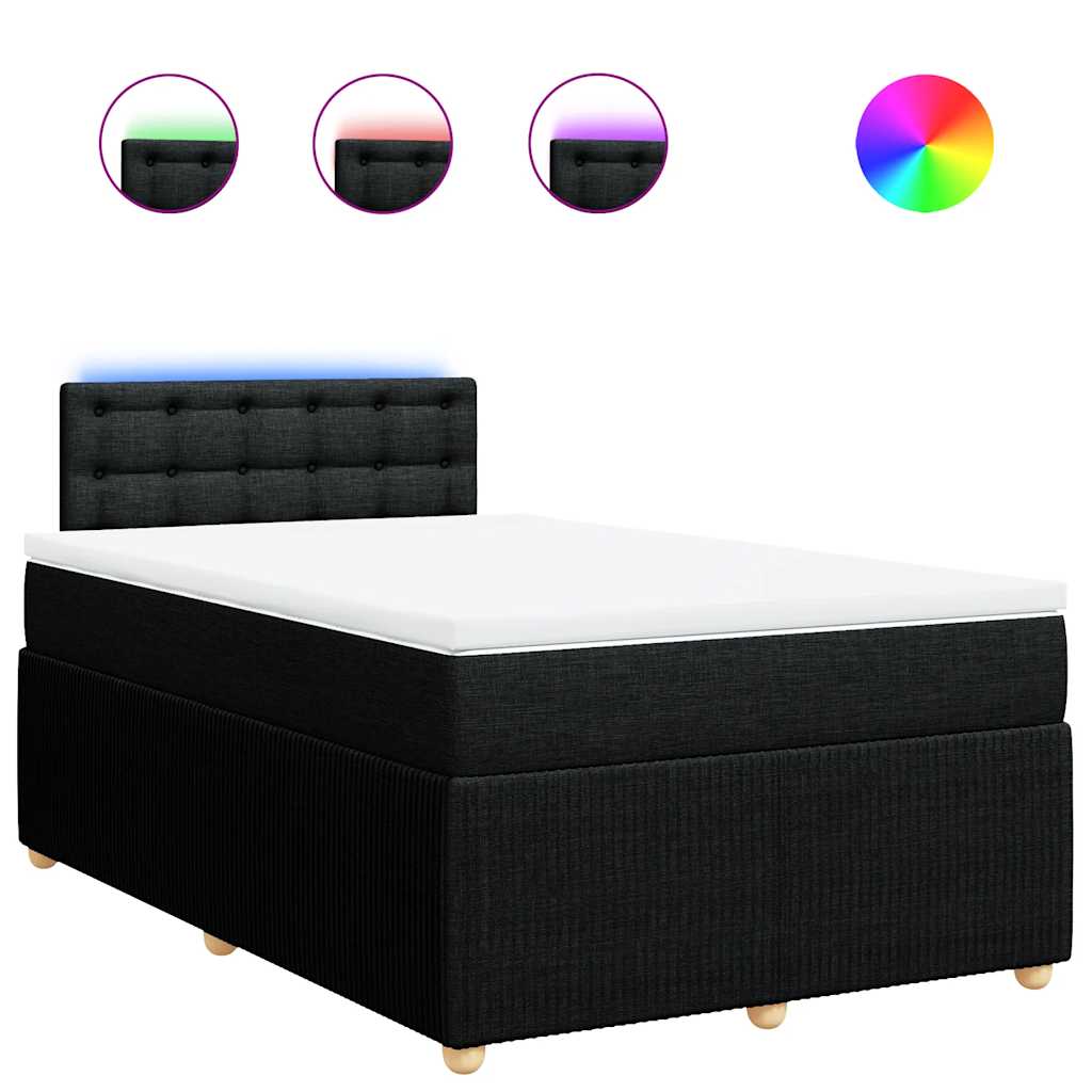 Krevet box spring s madracem crni 120 x 190 cm od tkanine