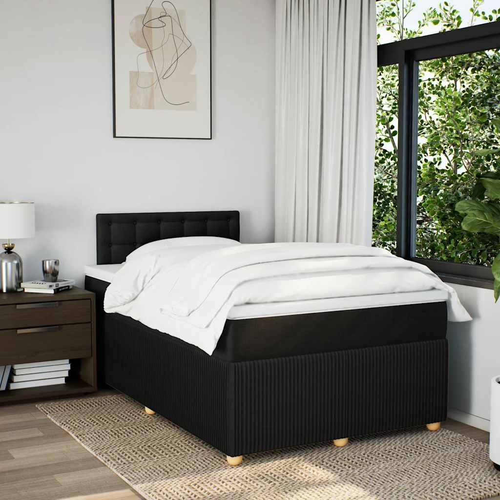 Krevet box spring s madracem crni 120 x 190 cm od tkanine