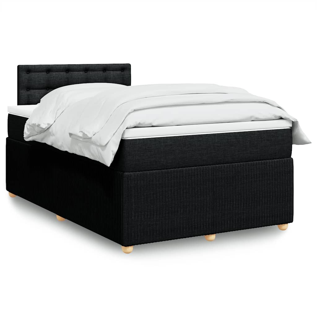 Krevet box spring s madracem crni 120 x 190 cm od tkanine