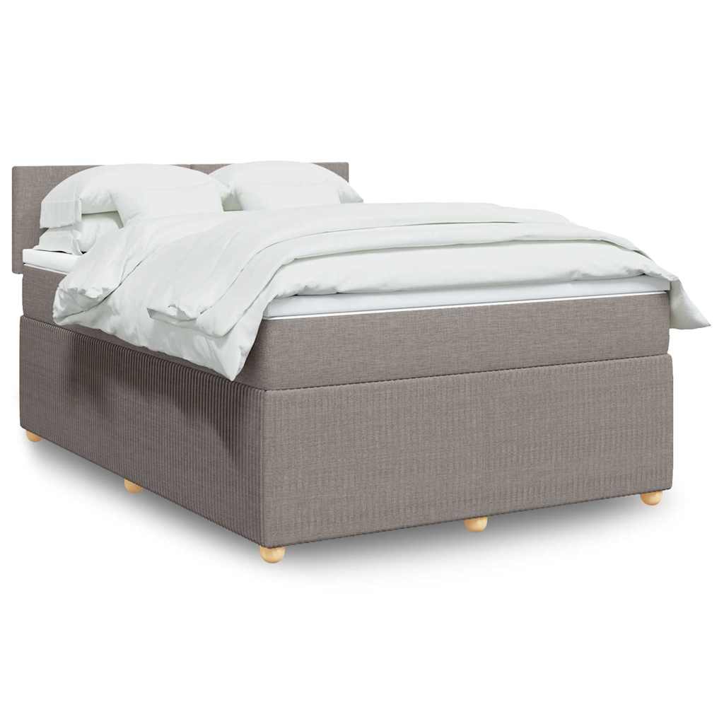 Krevet s oprugama i madracem smeđesivi 140 x 190 cm od tkanine