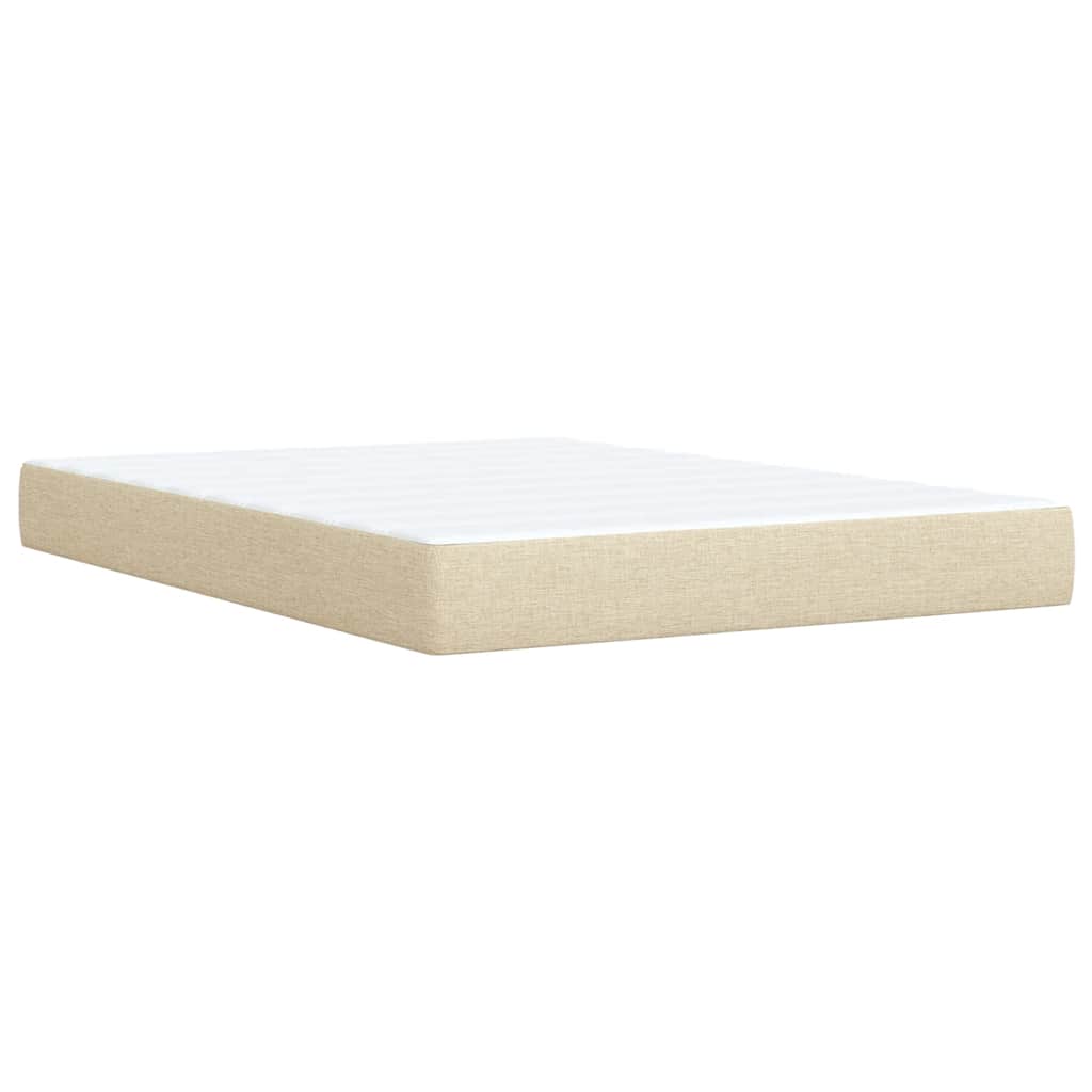 Krevet s oprugama i madracem krem 140 x 190 cm od tkanine