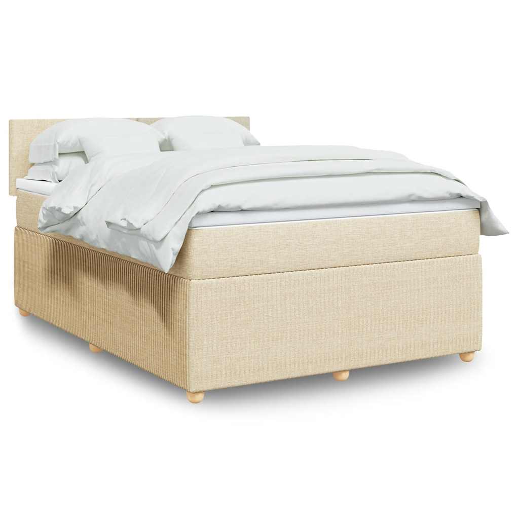 Krevet s oprugama i madracem krem 140x200 cm od tkanine