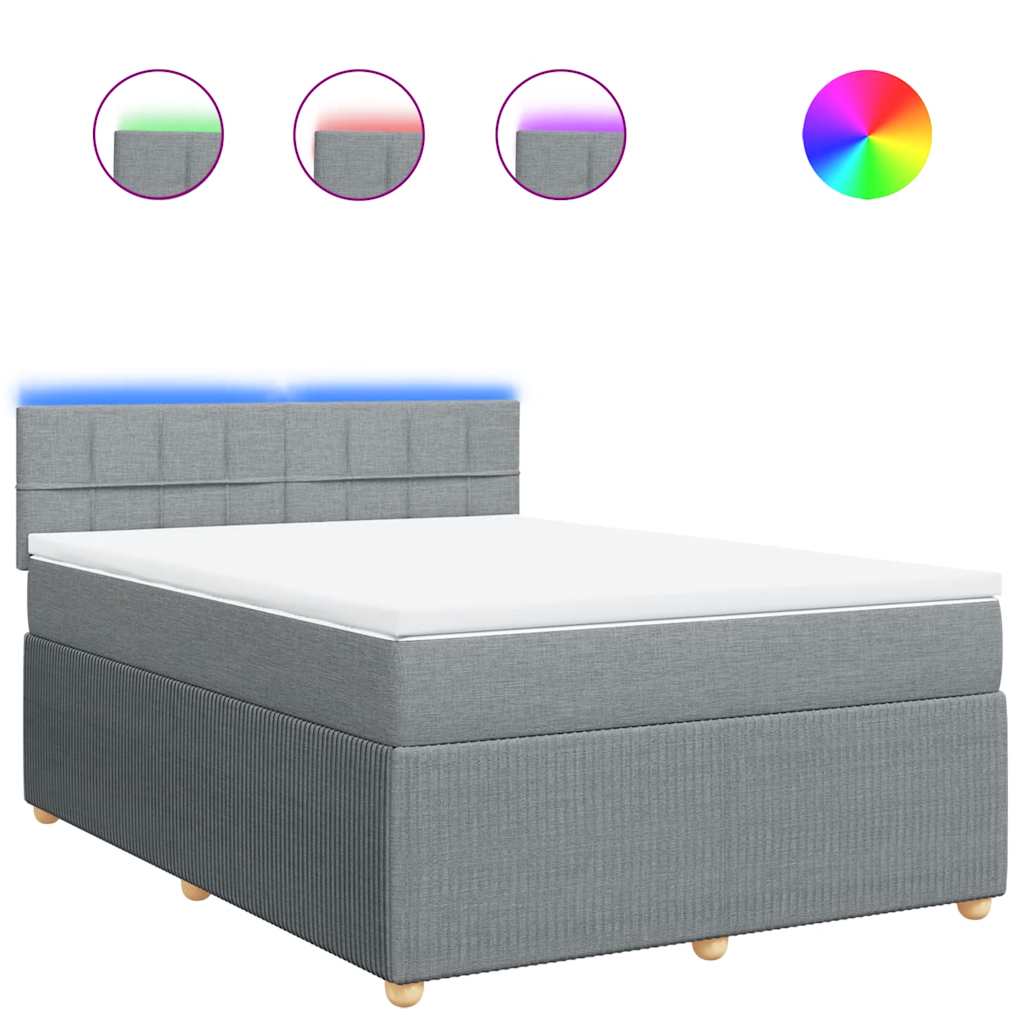 Krevet box spring s madracem svjetlosivi 140x200 cm od tkanine