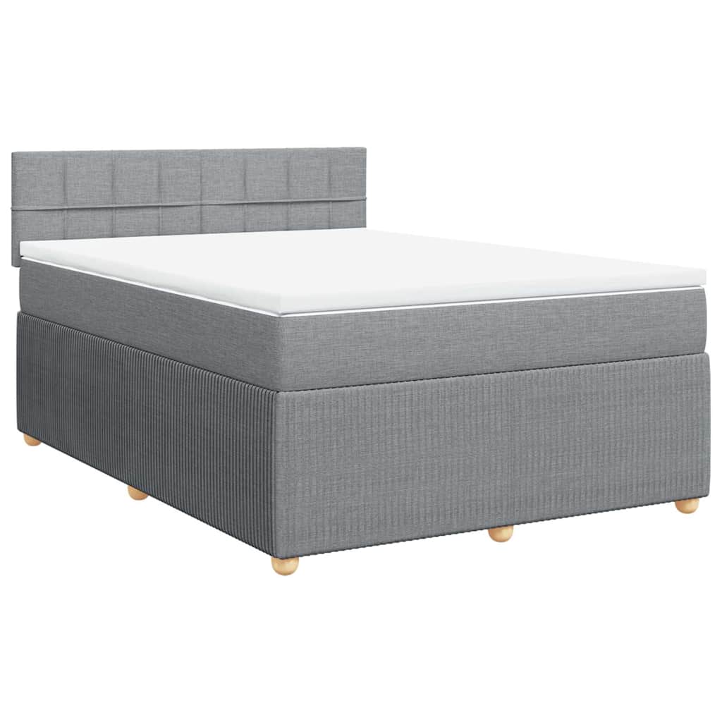 Krevet box spring s madracem svjetlosivi 140x200 cm od tkanine