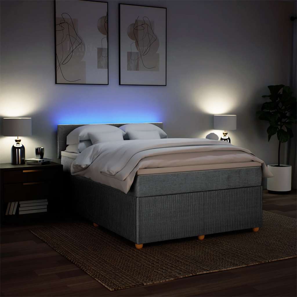 Krevet box spring s madracem svjetlosivi 140x200 cm od tkanine