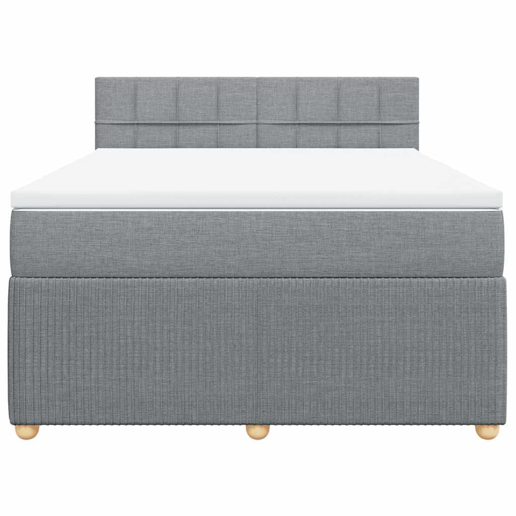 Krevet box spring s madracem svjetlosivi 140x200 cm od tkanine