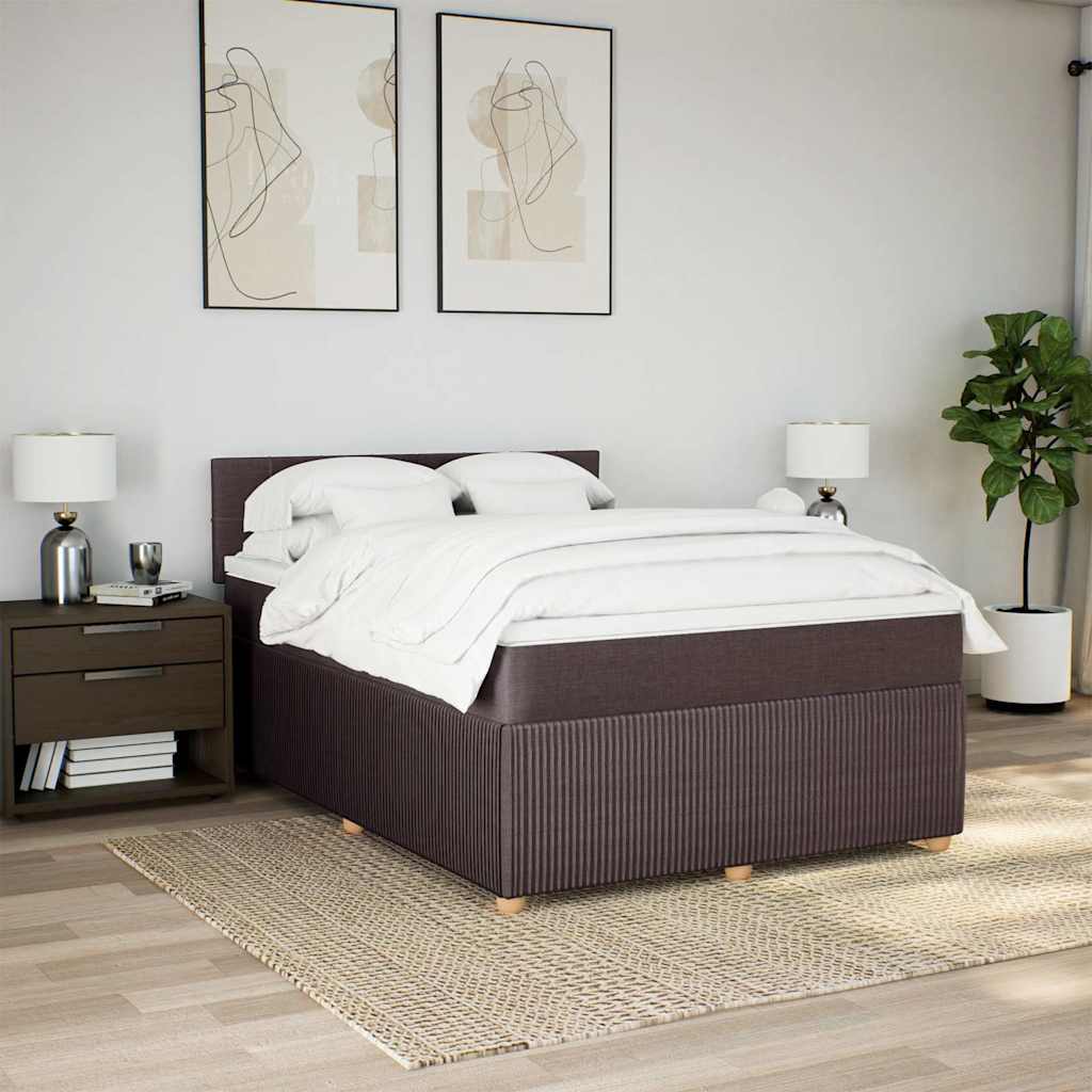 Krevet s oprugama i madracem tamnosmeđi 140x200 cm tkanina