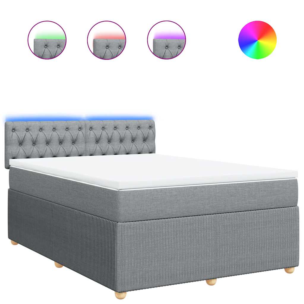 Krevet box spring s madracem svjetlosivi 140x200 cm od tkanine