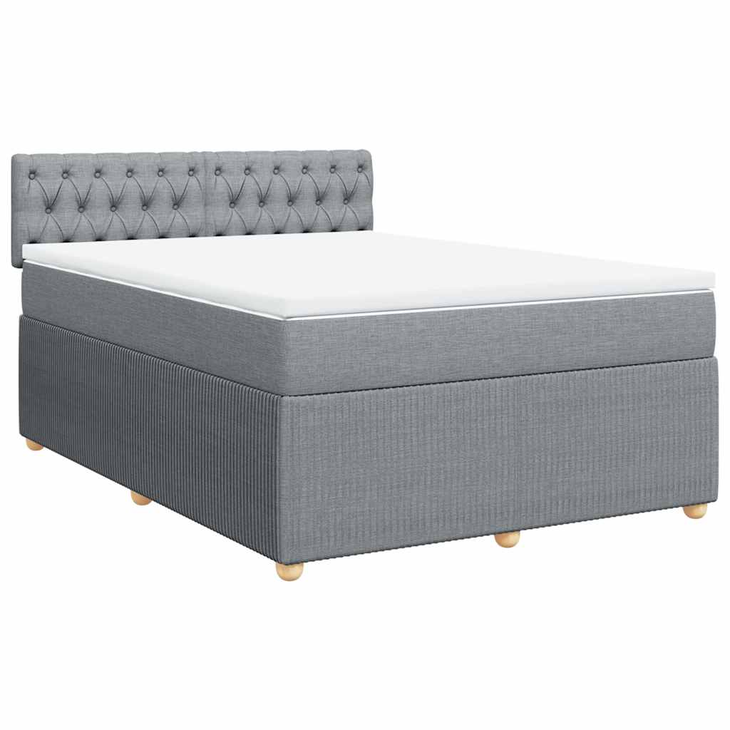 Krevet box spring s madracem svjetlosivi 140x200 cm od tkanine