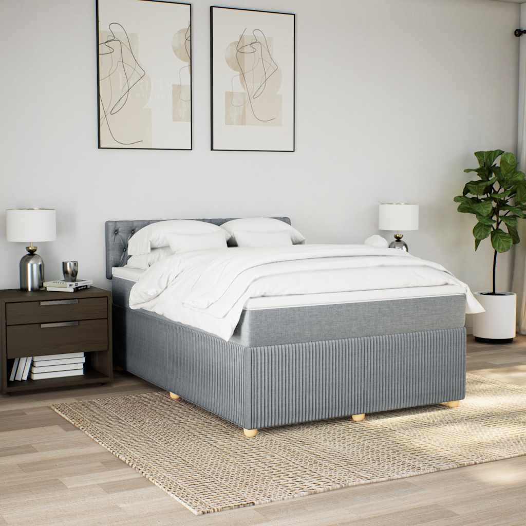 Krevet box spring s madracem svjetlosivi 140x200 cm od tkanine