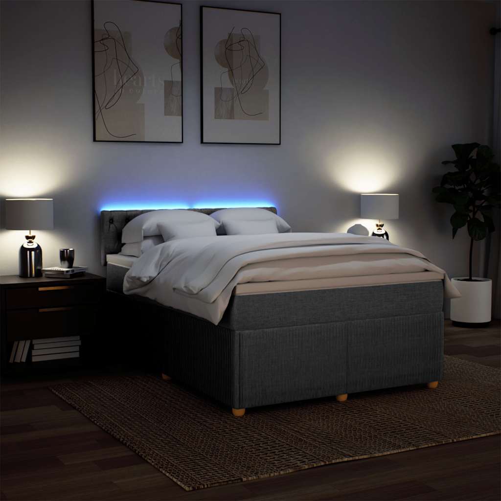 Krevet box spring s madracem svjetlosivi 140x200 cm od tkanine