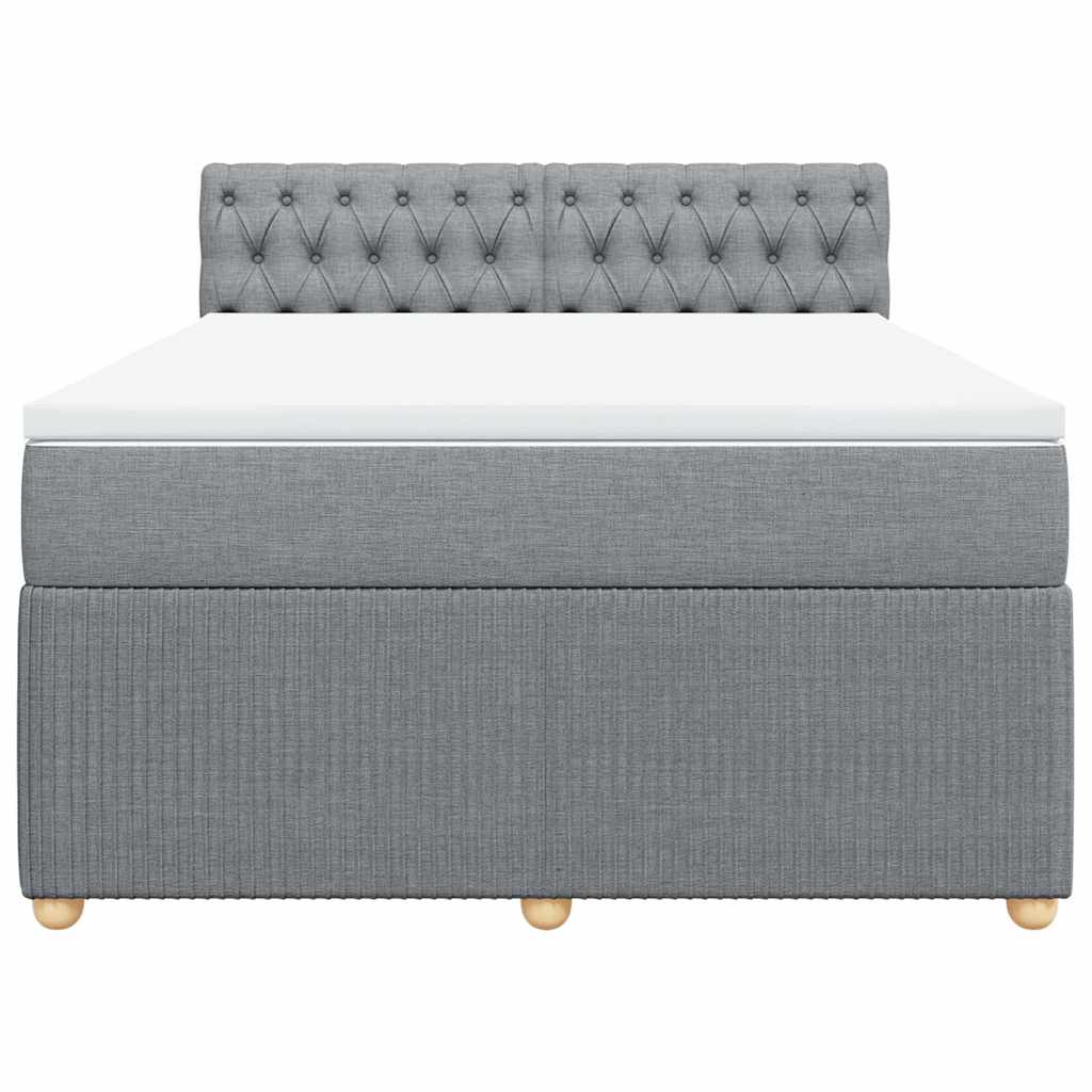 Krevet box spring s madracem svjetlosivi 140x200 cm od tkanine